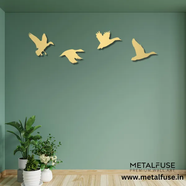 Metal_Wall_Art_for_Home_Decoration__|_Ducks__|_Gold