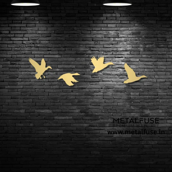 Metal_Wall_Art_for_Home_Decoration__|_Ducks__|_Gold