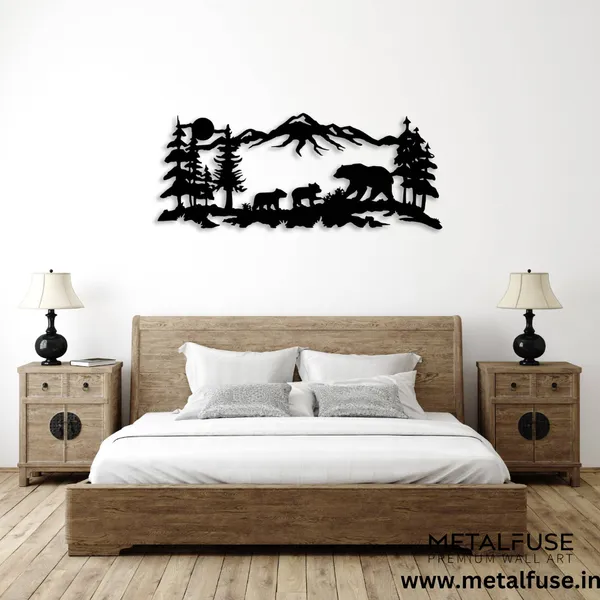 Metal_Wall_Art_for_Home_Decoration__|_Mountain_Bear_Family__|_Black