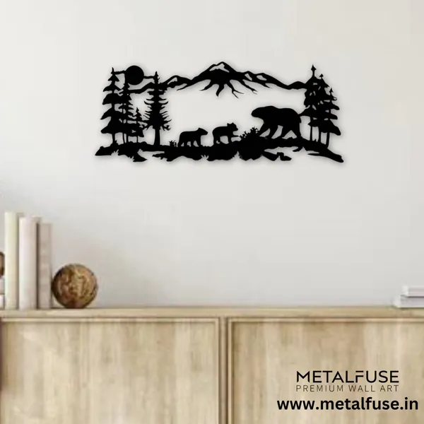 Metal_Wall_Art_for_Home_Decoration__|_Mountain_Bear_Family__|_Black