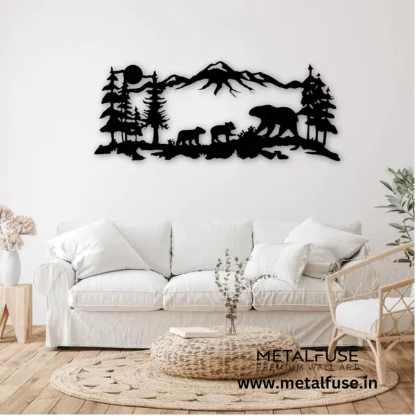 Metal_Wall_Art_for_Home_Decoration__|_Mountain_Bear_Family__|_Black