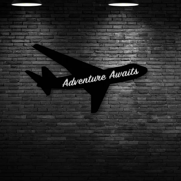Metal_Wall_Art_for_Home_Decoration__|_Adventure_Awaits_Airplane__|_Black
