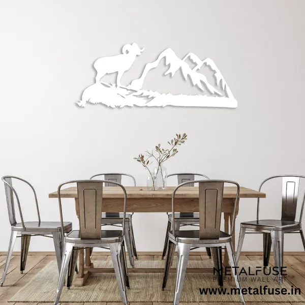 Metal_Wall_Art_for_Home_Decoration__|_Big_Horn-Sheep__|_White