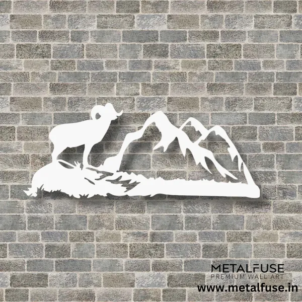 Metal_Wall_Art_for_Home_Decoration__|_Big_Horn-Sheep__|_White