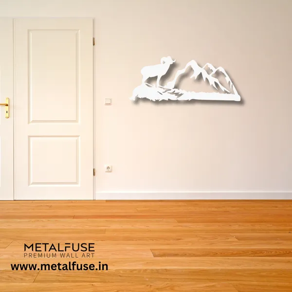 Metal_Wall_Art_for_Home_Decoration__|_Big_Horn-Sheep__|_White