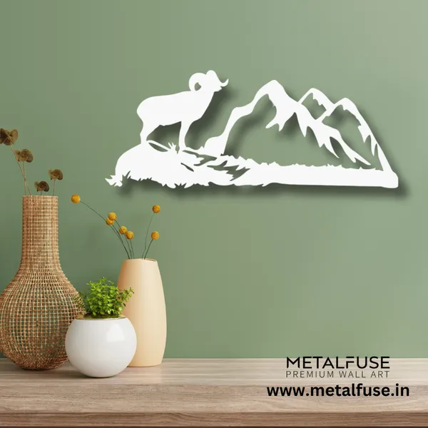 Metal_Wall_Art_for_Home_Decoration__|_Big_Horn-Sheep__|_White