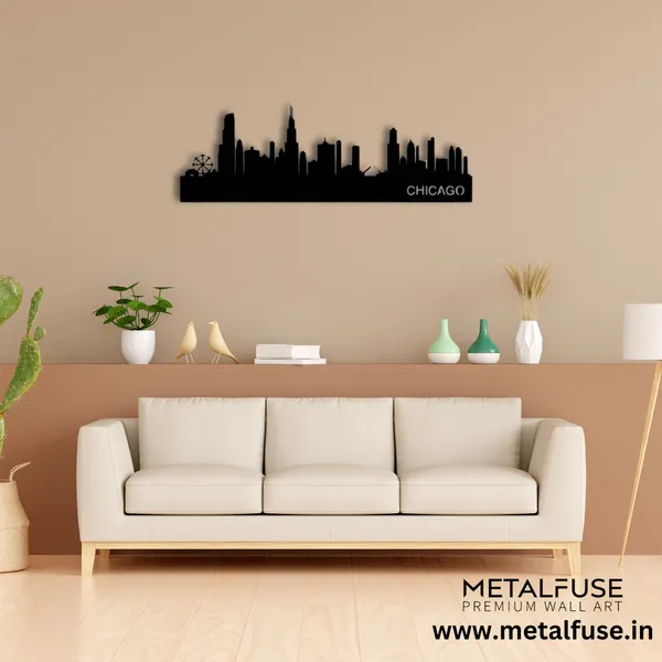 Metal_Wall_Art_for_Home_Decoration__|_Chicago_Skyline_Skyline__|_Black