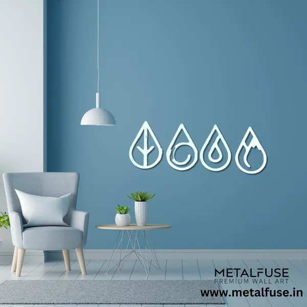 Metal_Wall_Art_for_Home_Decoration__|_Four_Elements_Drops_|_White