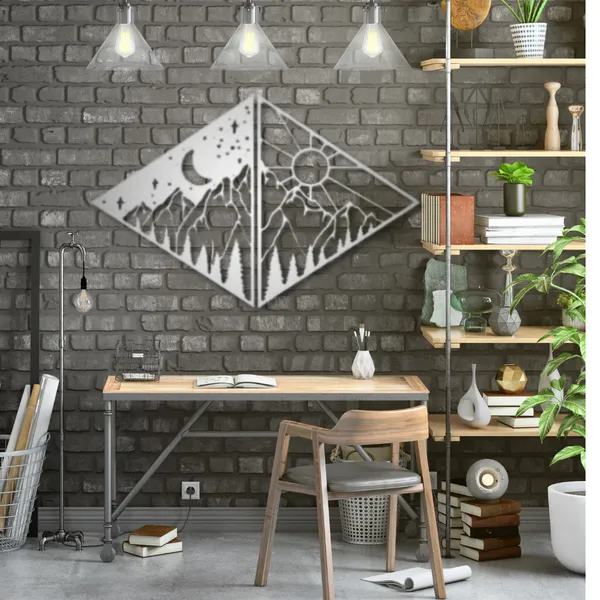 Metal_Wall_Art_for_Home_Decoration__|_Day_&_Night_Mountains__|_Silver