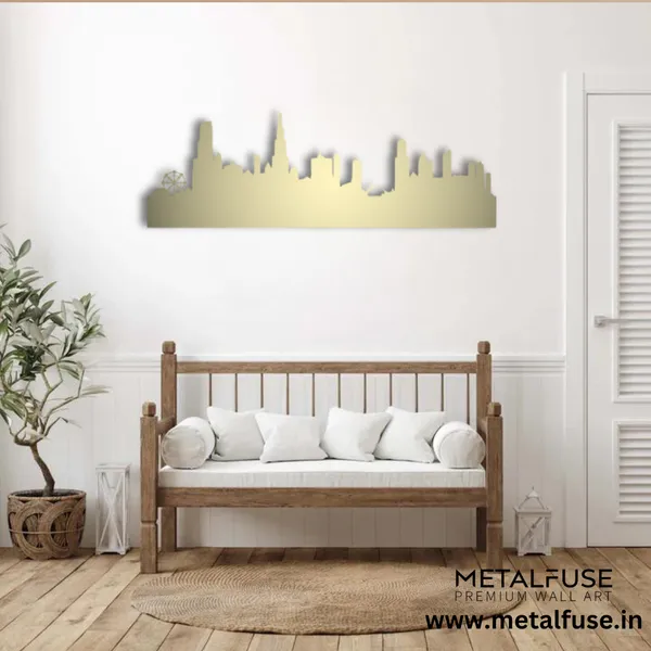 Metal_Wall_Art_for_Home_Decoration__|_Chicago_Skyline_Skyline__|_Gold