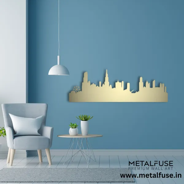 Metal_Wall_Art_for_Home_Decoration__|_Chicago_Skyline_Skyline__|_Gold