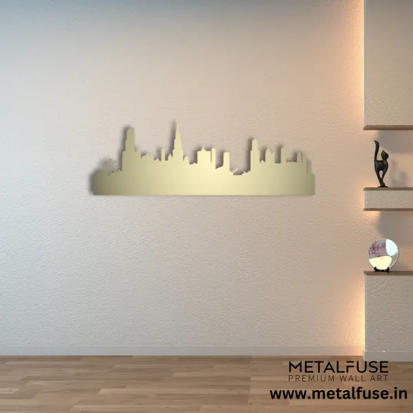 Metal_Wall_Art_for_Home_Decoration__|_Chicago_Skyline_Skyline__|_Gold