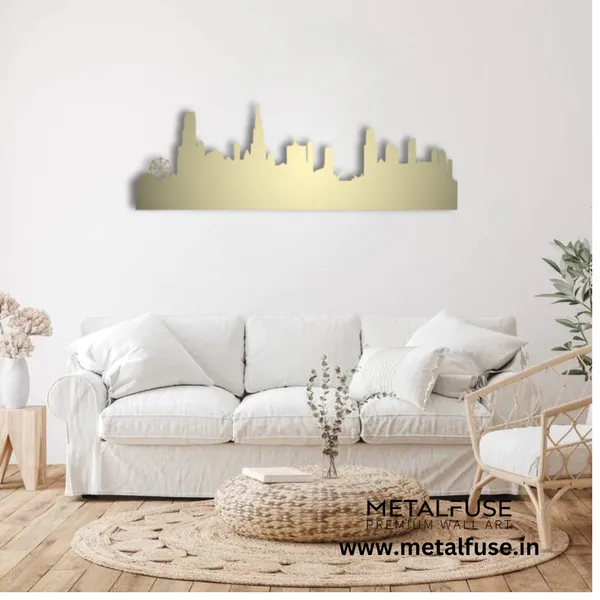 Metal_Wall_Art_for_Home_Decoration__|_Chicago_Skyline_Skyline__|_Gold