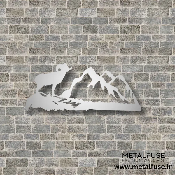 Metal_Wall_Art_for_Home_Decoration__|_Big_Horn-Sheep__|_Silver