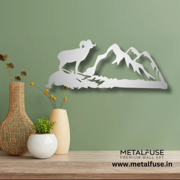 Metal_Wall_Art_for_Home_Decoration__|_Big_Horn-Sheep__|_Silver