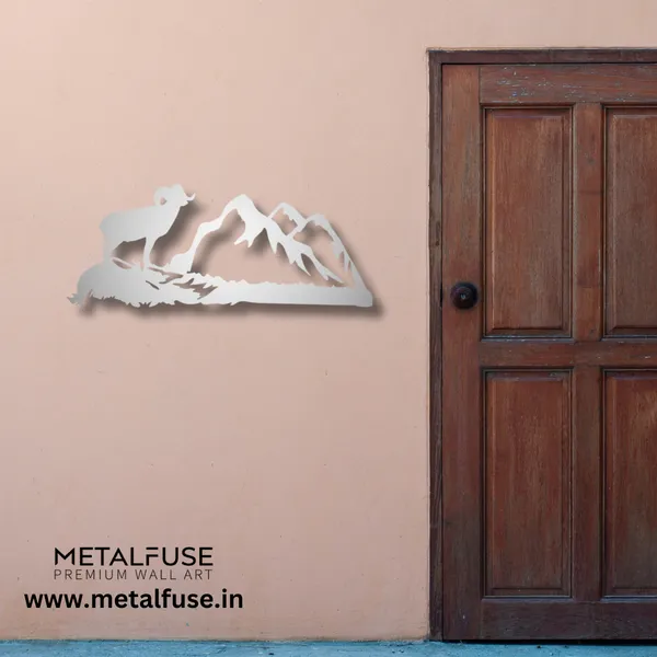 Metal_Wall_Art_for_Home_Decoration__|_Big_Horn-Sheep__|_Silver