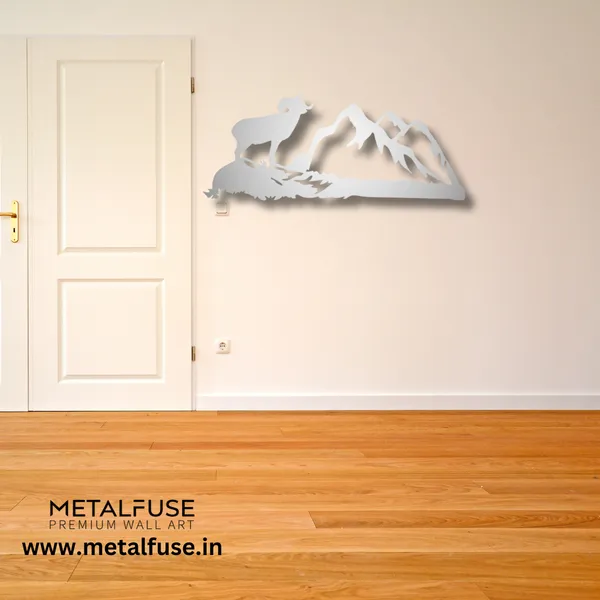 Metal_Wall_Art_for_Home_Decoration__|_Big_Horn-Sheep__|_Silver