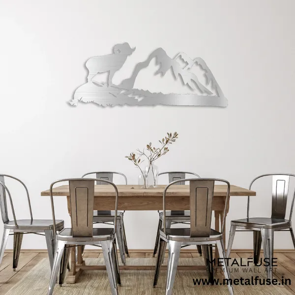 Metal_Wall_Art_for_Home_Decoration__|_Big_Horn-Sheep__|_Silver