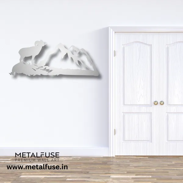 Metal_Wall_Art_for_Home_Decoration__|_Big_Horn-Sheep__|_Silver