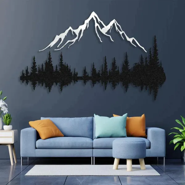 Metal_Wall_Decor_for_Home_Decoration|Mountain_and_Dark_Forest|Black