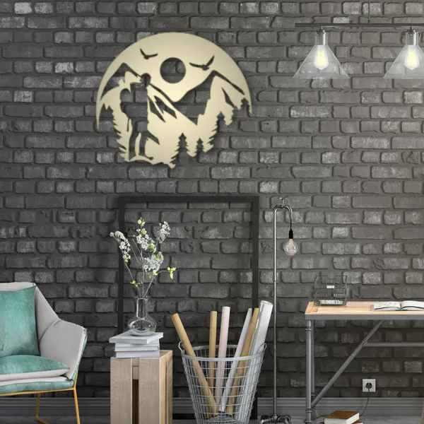 Metal_Wall_Art_for_Home_Decoration__|_Mountain_Hiking__|_Gold