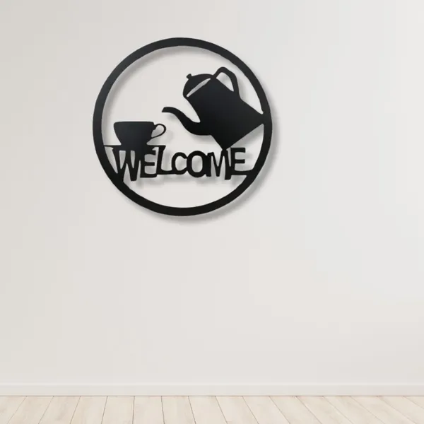 Metal_Wall_Art_for_Home_Decoration__|_Welcome_Tea_&_Cup__|_Black