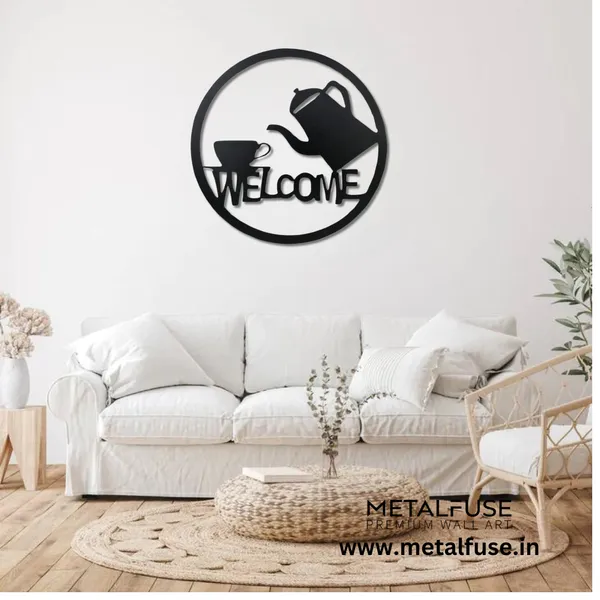 Metal_Wall_Art_for_Home_Decoration__|_Welcome_Tea_&_Cup__|_Black