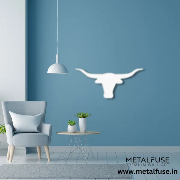 Metal_Wall_Art_for_Home_Decoration__|_Texas_Longhorn__|_White