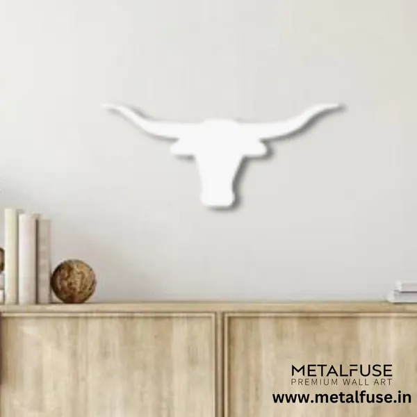 Metal_Wall_Art_for_Home_Decoration__|_Texas_Longhorn__|_White