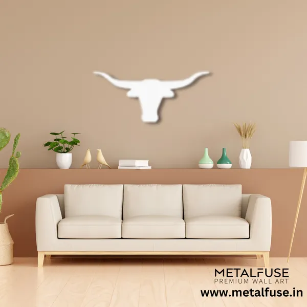 Metal_Wall_Art_for_Home_Decoration__|_Texas_Longhorn__|_White