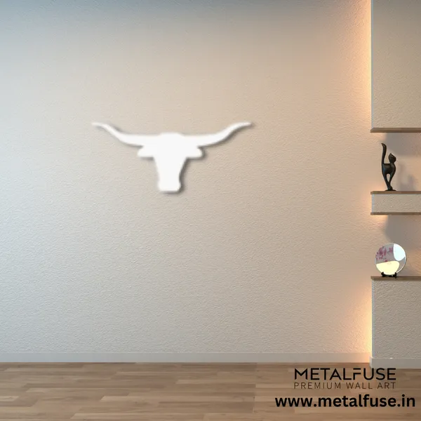 Metal_Wall_Art_for_Home_Decoration__|_Texas_Longhorn__|_White