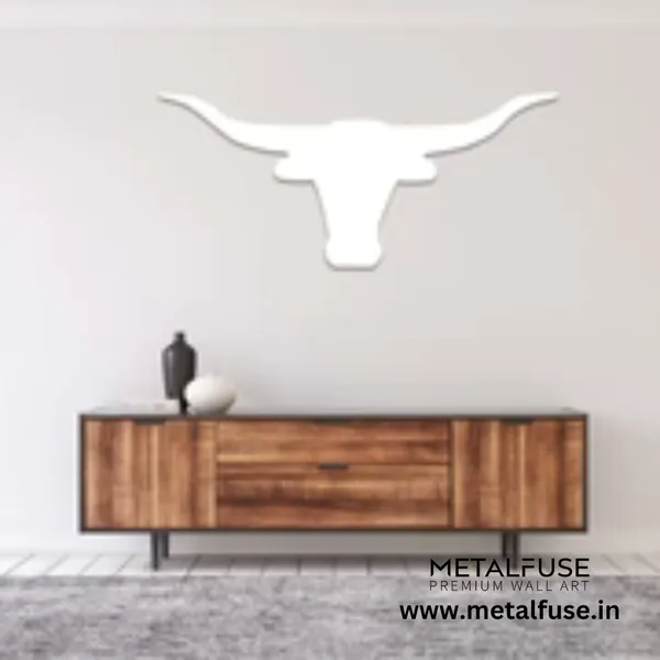 Metal_Wall_Art_for_Home_Decoration__|_Texas_Longhorn__|_White