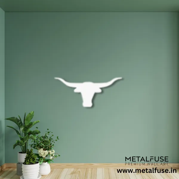 Metal_Wall_Art_for_Home_Decoration__|_Texas_Longhorn__|_White