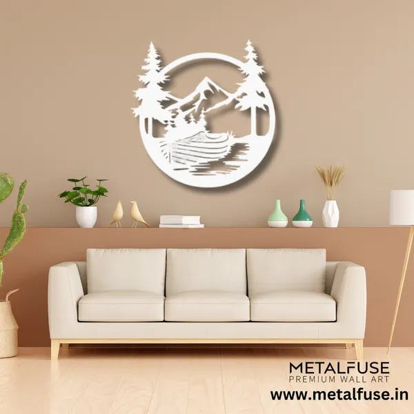 Metal_Wall_Art_for_Home_Decoration__|_Drift_Boat_Mountain__|_White