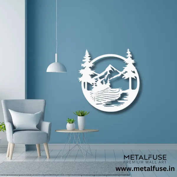 Metal_Wall_Art_for_Home_Decoration__|_Drift_Boat_Mountain__|_White