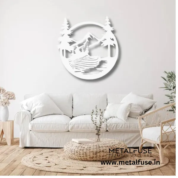Metal_Wall_Art_for_Home_Decoration__|_Drift_Boat_Mountain__|_White