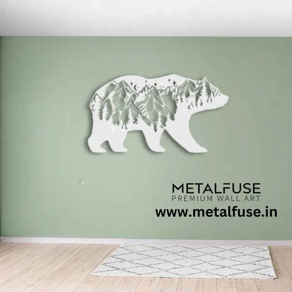 Metal_Wall_Art_for_Home_Decoration__|_3D_Look_Bear__|_White
