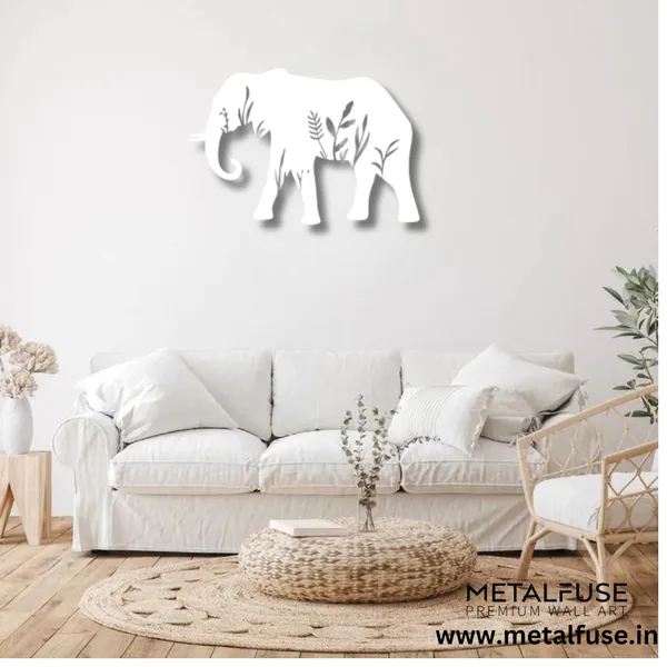 Metal_Wall_Art_for_Home_Decoration__|_Elephant__|_White