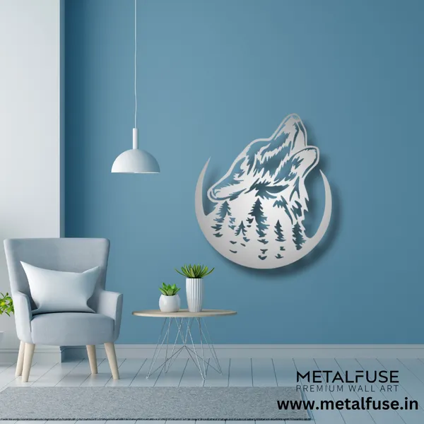 Metal_Wall_Art_for_Home_Decoration__|_Howling_Wolf__|_Silver