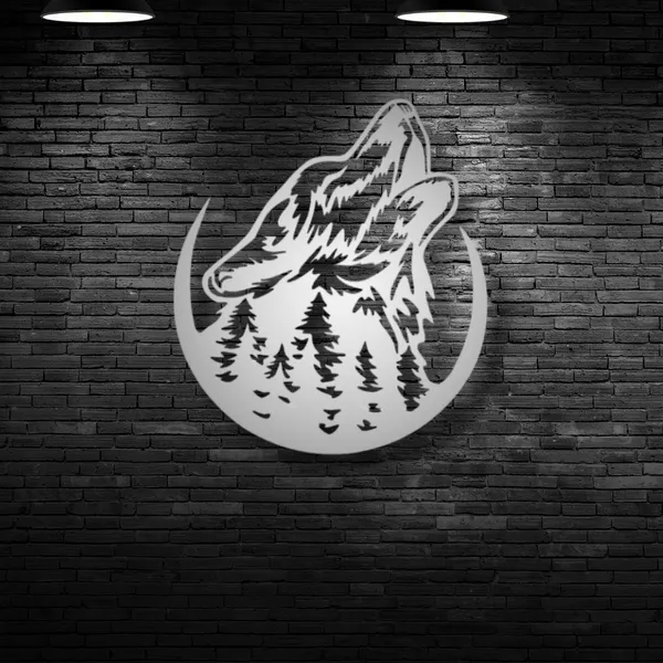 Metal_Wall_Art_for_Home_Decoration__|_Howling_Wolf__|_Silver