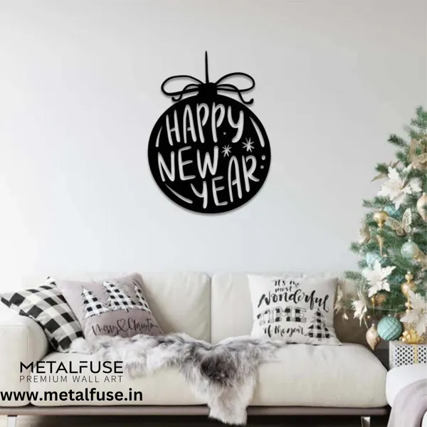 Metal_Wall_Art_for_Home_Decoration__|_Happy_New_Year_Ornament__|_Black