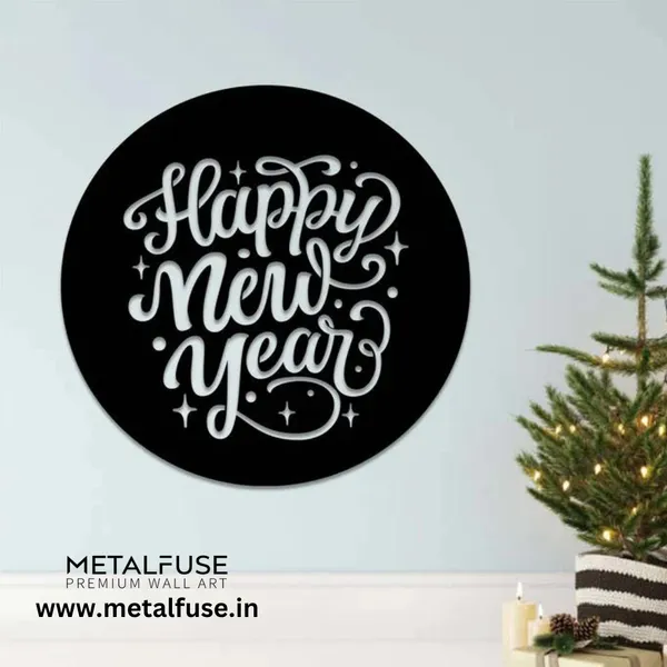 Metal_Wall_Art_for_Home_Decoration|Happy_New_Year|Black