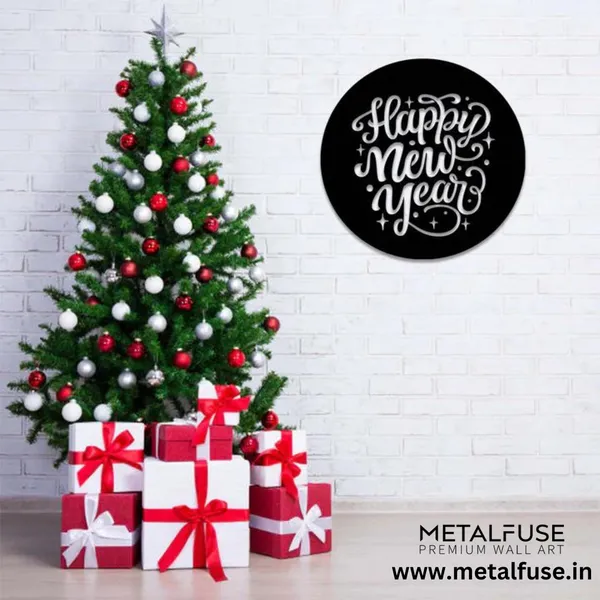 Metal_Wall_Art_for_Home_Decoration|Happy_New_Year|Black
