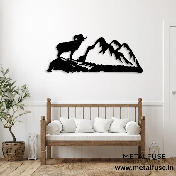 Metal_Wall_Art_for_Home_Decoration__|_Big_Horn-Sheep__|_Black
