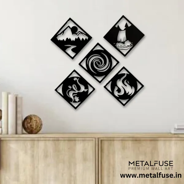 Metal_Wall_Art_for_Home_Decoration__|_Five_Elements__|_Black