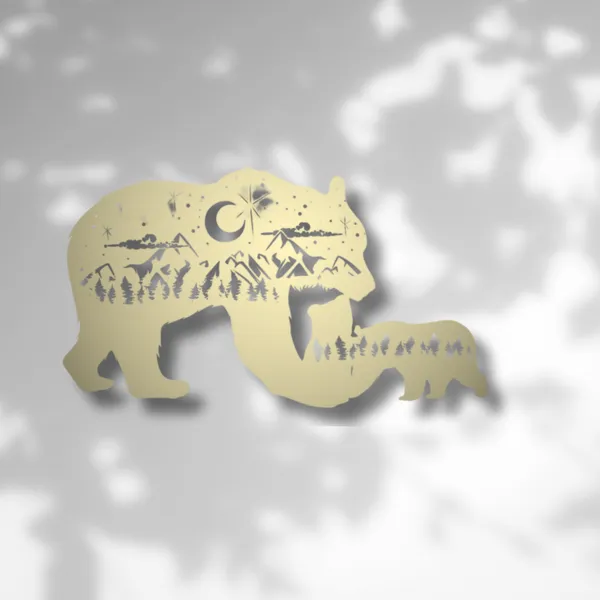 Metal_Wall_Art_for_Home_Decoration__|_Bear_Family__|_Gold