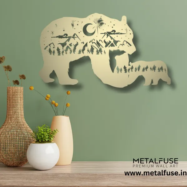 Metal_Wall_Art_for_Home_Decoration__|_Bear_Family__|_Gold