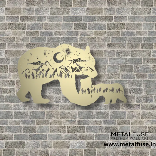 Metal_Wall_Art_for_Home_Decoration__|_Bear_Family__|_Gold