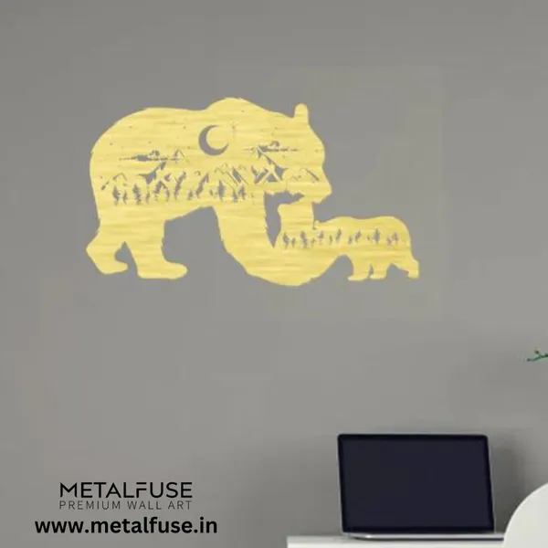 Metal_Wall_Art_for_Home_Decoration__|_Bear_Family__|_Gold