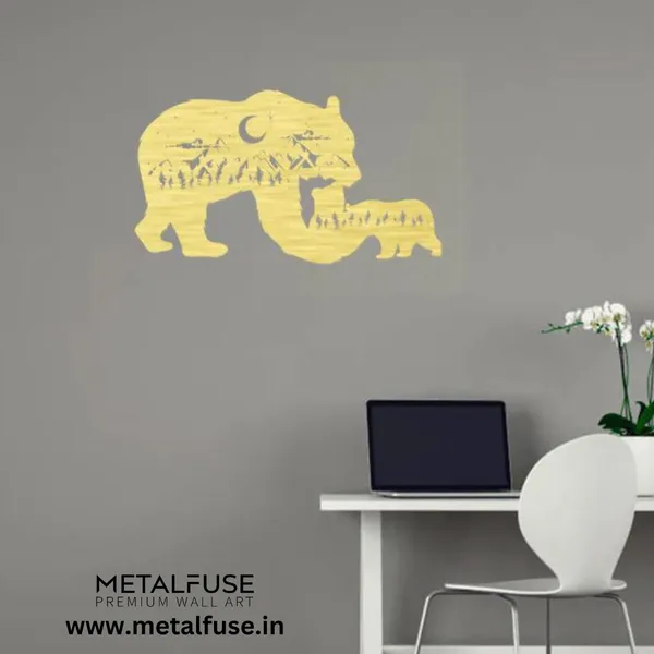 Metal_Wall_Art_for_Home_Decoration__|_Bear_Family__|_Gold